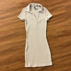 H&M Cream Ribbed Bodycon Mini Dress